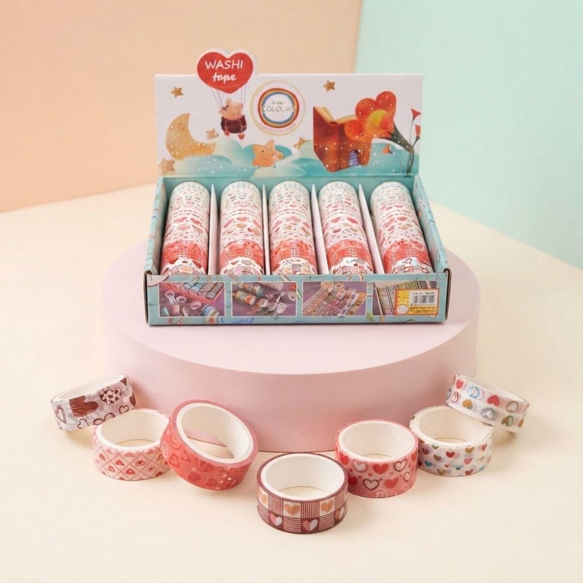Cinta papel adhesiva decorativa x 60 rollos - c/corazones