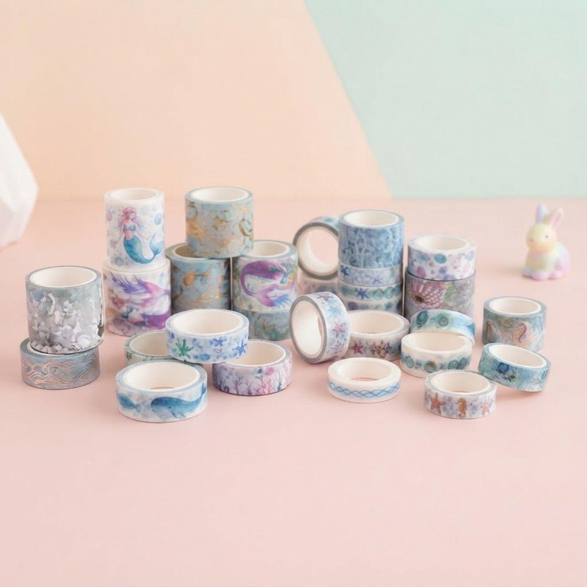 Set cintas adhesivas decorativas de papel en caja x 24 rollos - Mundo marino