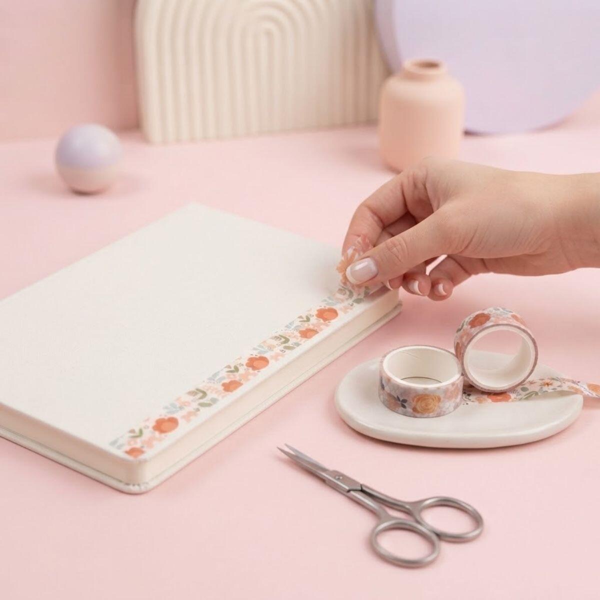 Cinta Washi Serie Floral x 12 rollitos en caja - 2 m