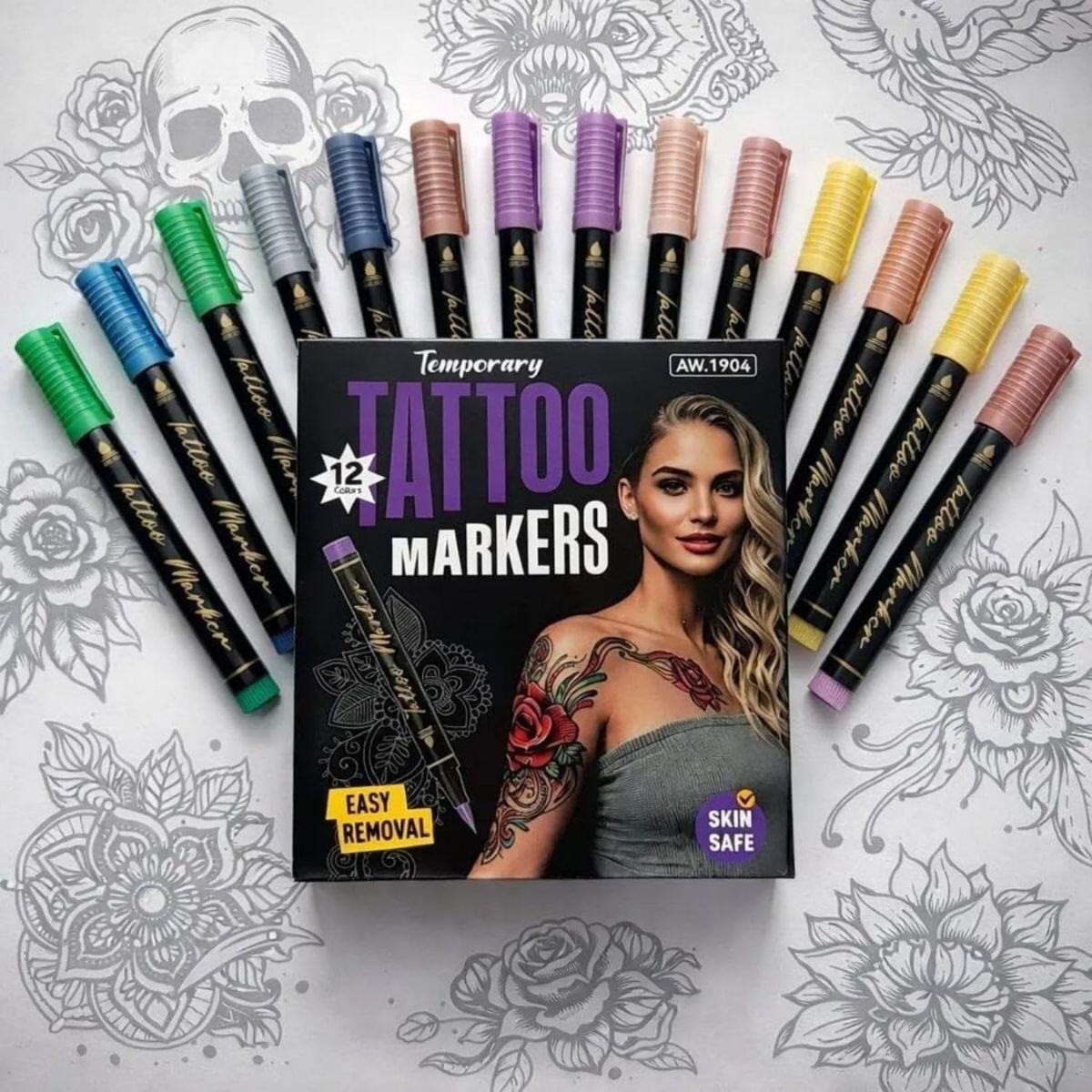 Marcador para Tattoo temporal x 12 colores