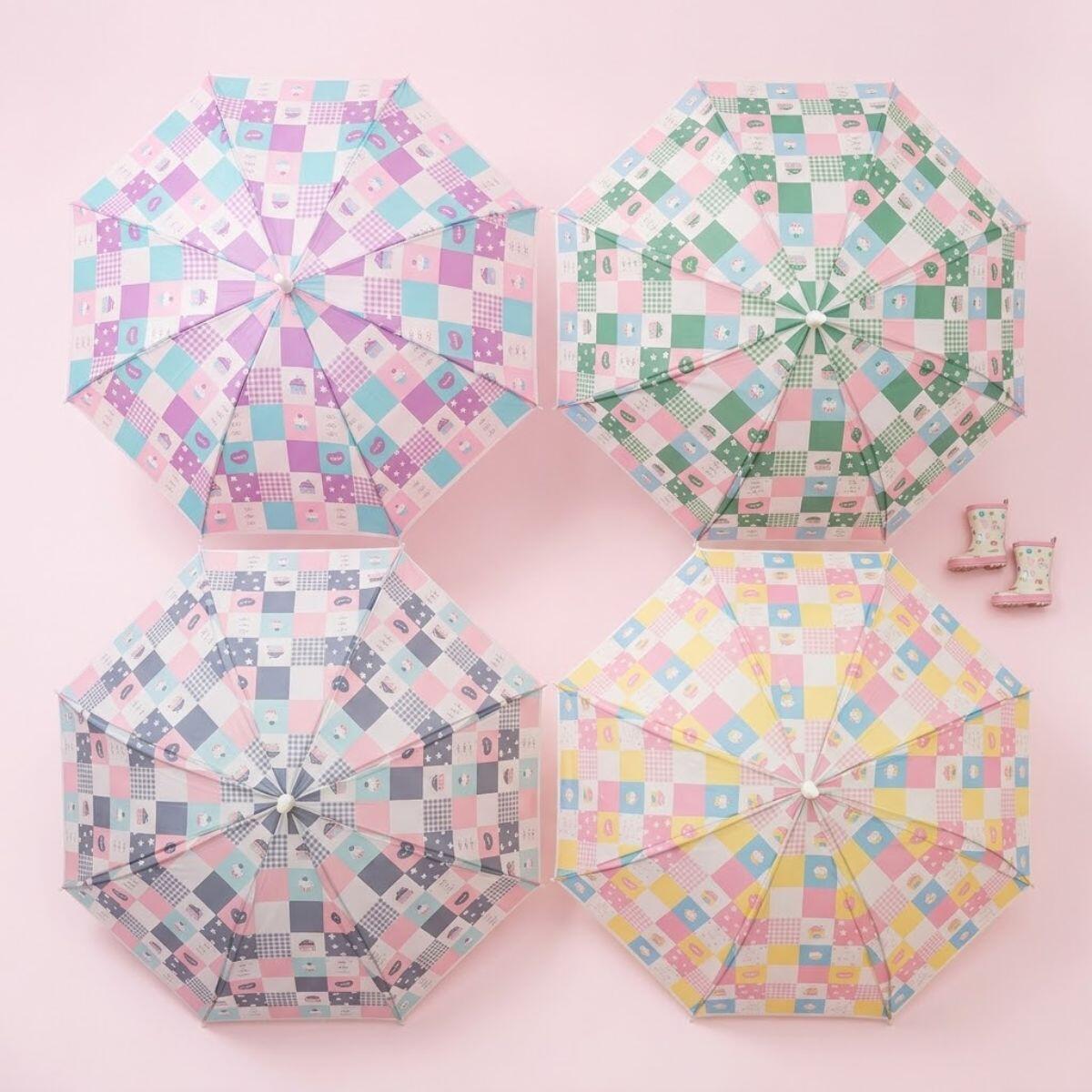 Paraguas color pastel Happy/cupcakes - 60 cm 