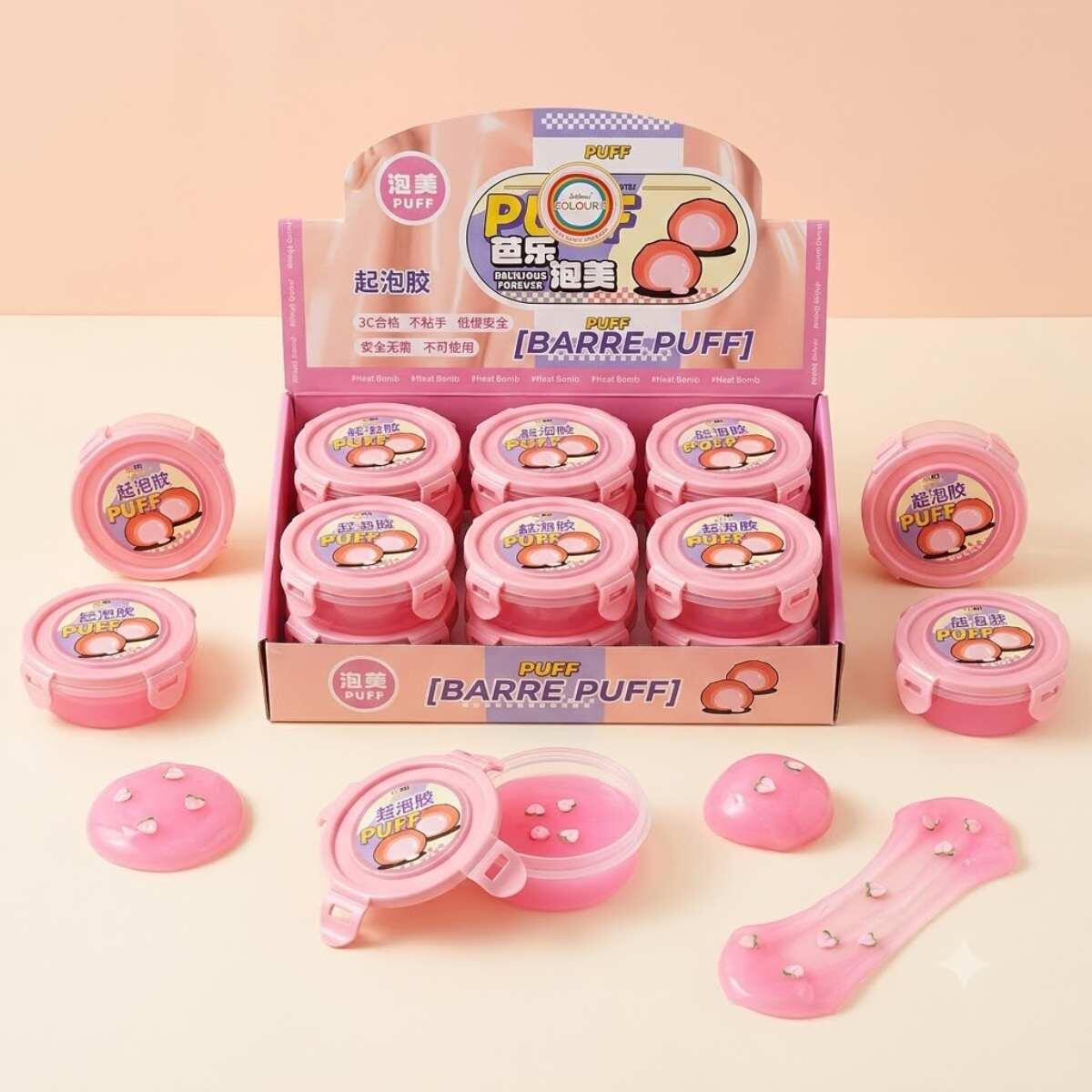 Slime Puff c/topping petalos en tupper hermetico
