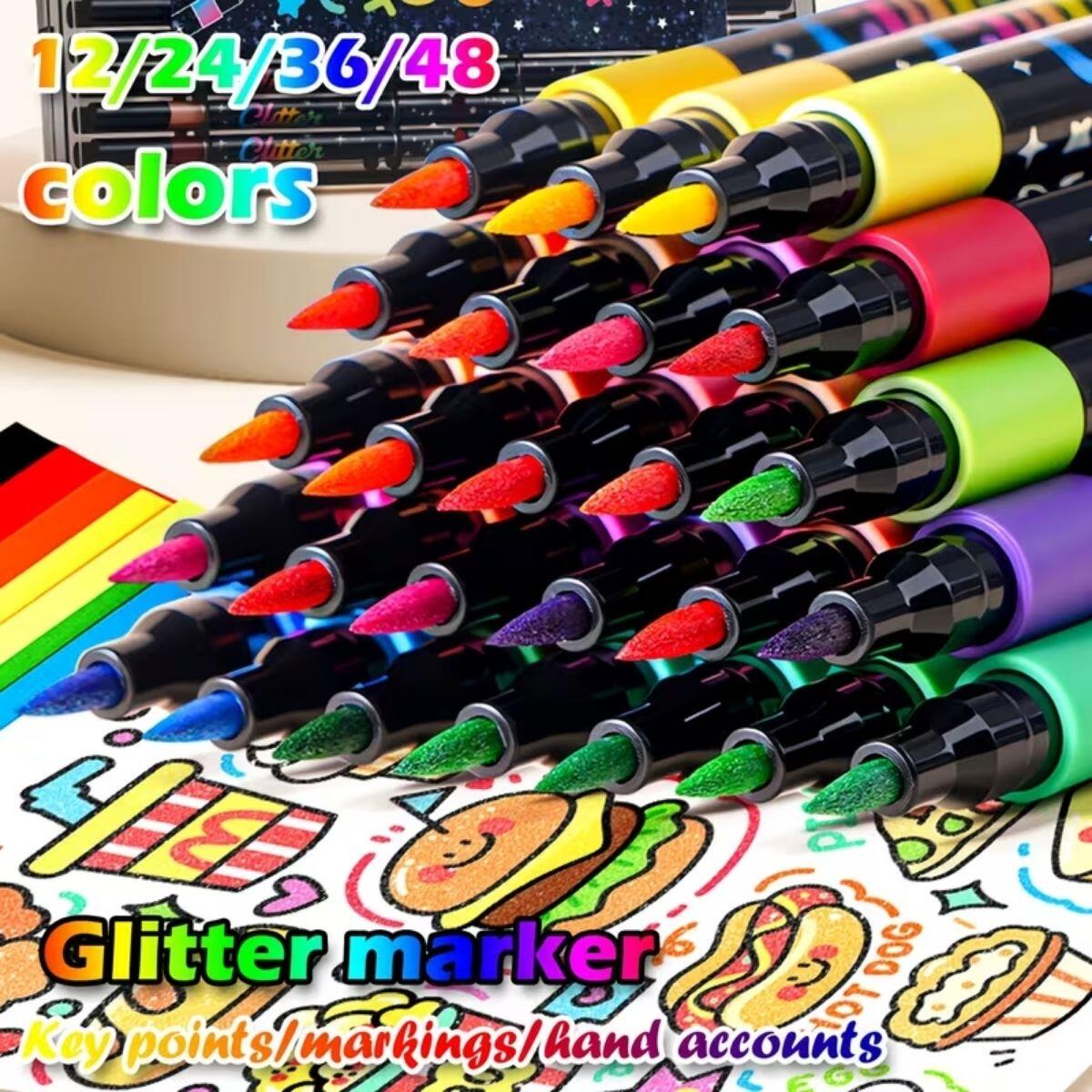 Marcador c/glitter punta pincel x 36 unidades 