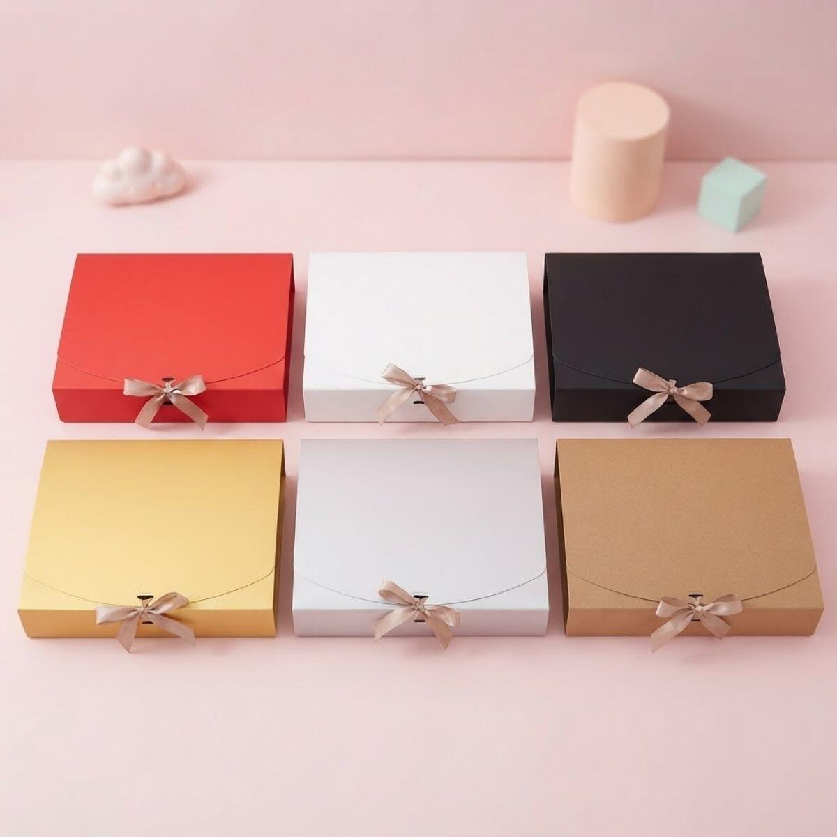 Caja de regalo papel chata c/moño 16,5x6,5x5cm