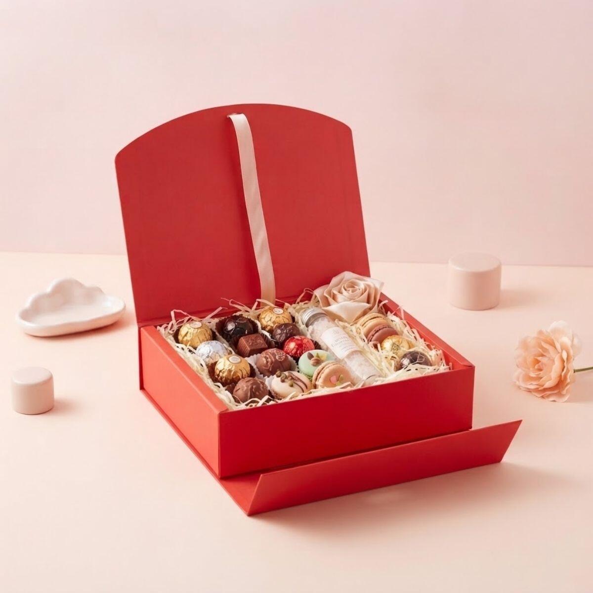 Caja de regalo papel chata c/moño 16,5x6,5x5cm
