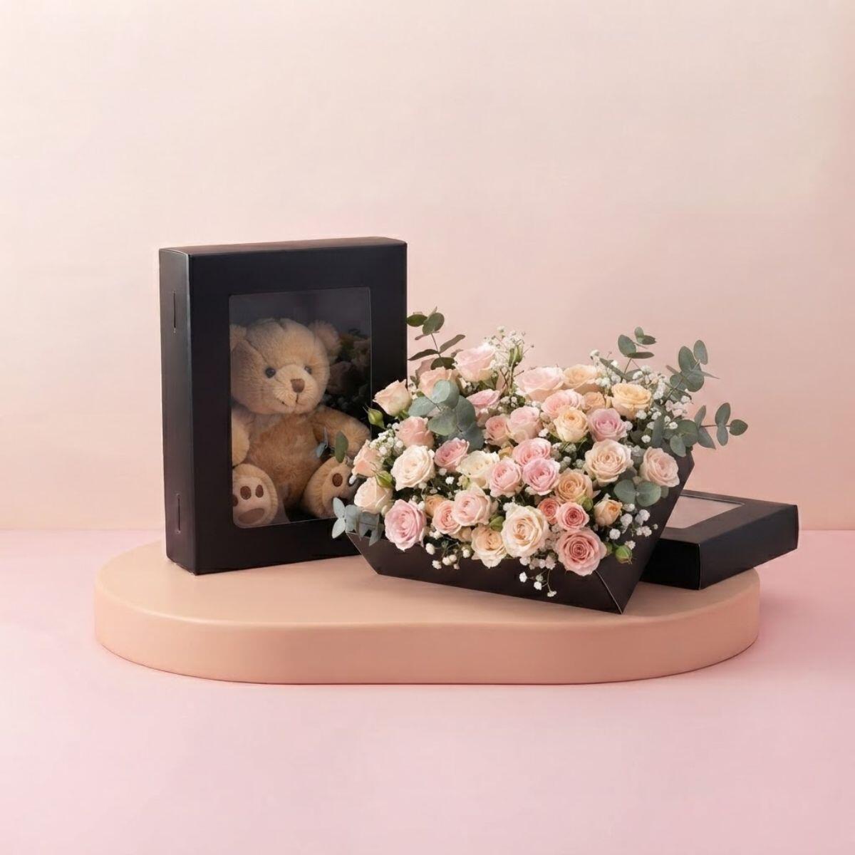 Caja de regalo papel c/ventana 13x13x6cm