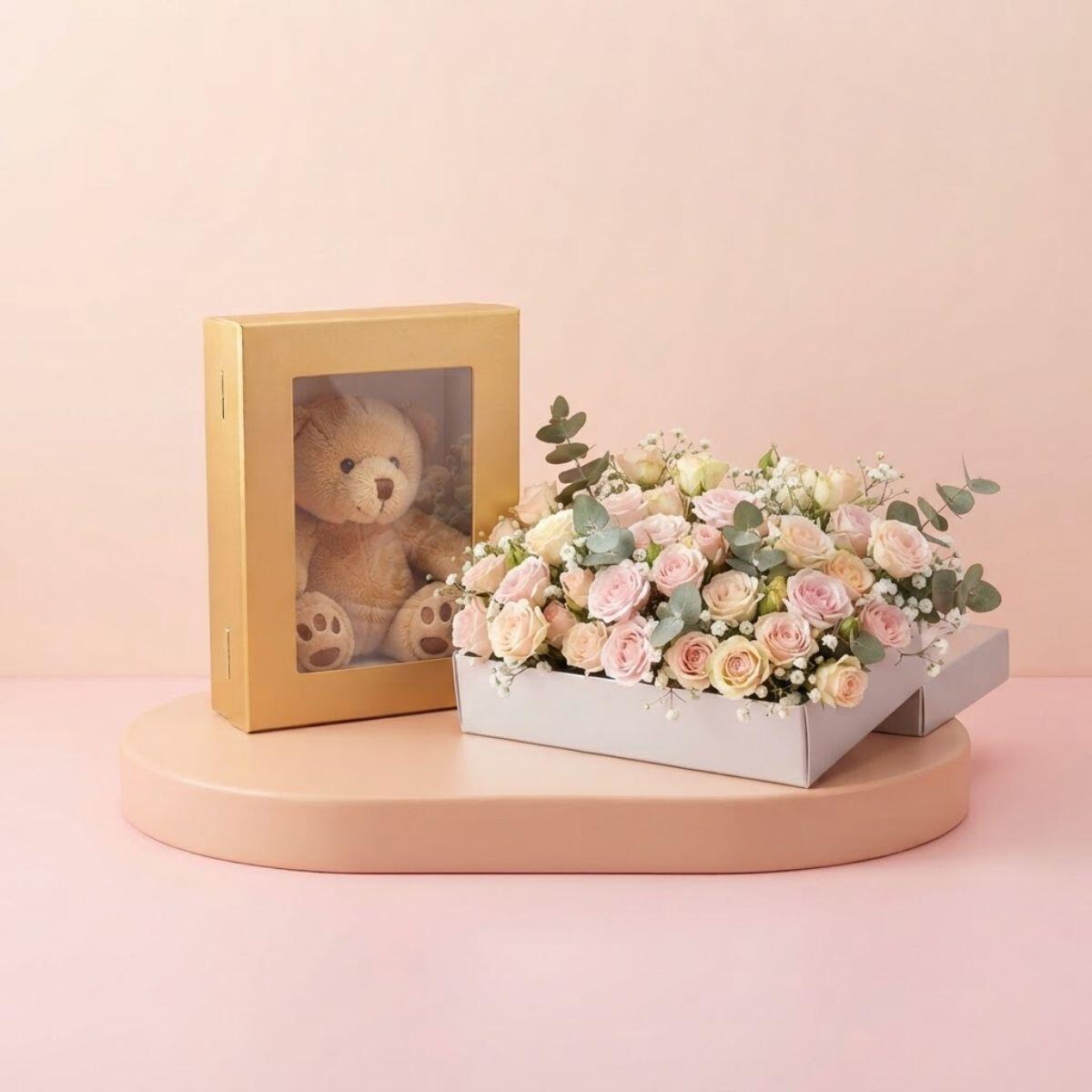 Caja de regalo papel c/ventana 22x17x7.5cm