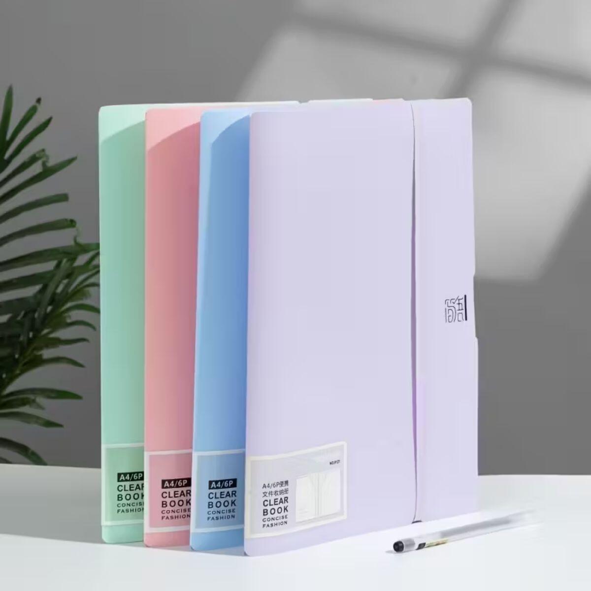 Carpeta A5 plastica color pastel c/elastico - 6 paginas/ 12 solapas