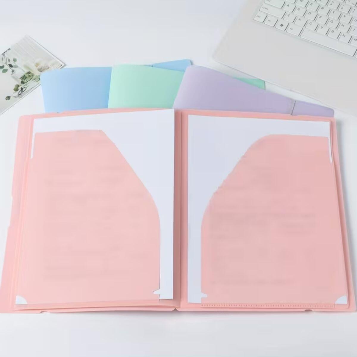 Carpeta A5 plastica color pastel c/elastico - 6 paginas/ 12 solapas