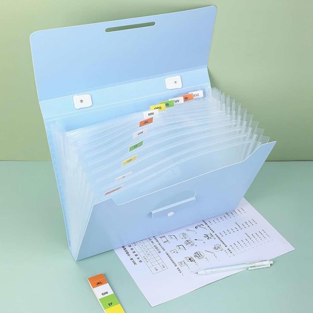 Carpeta Maletin expandible A4 c/asa y botón color pastel  - 13 divisiones