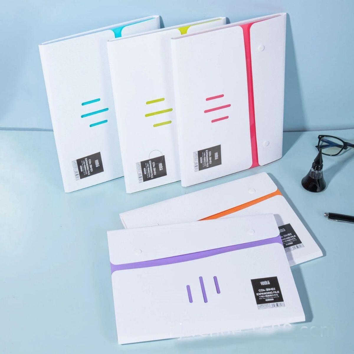 Carpeta Organizadora Acordeon A4 c/ solapa blanca y colores - 12 divisiones