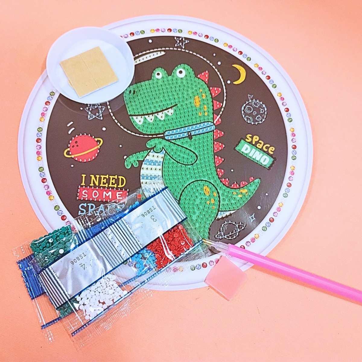 Pintura de diamante circular Dinos/Astronauta