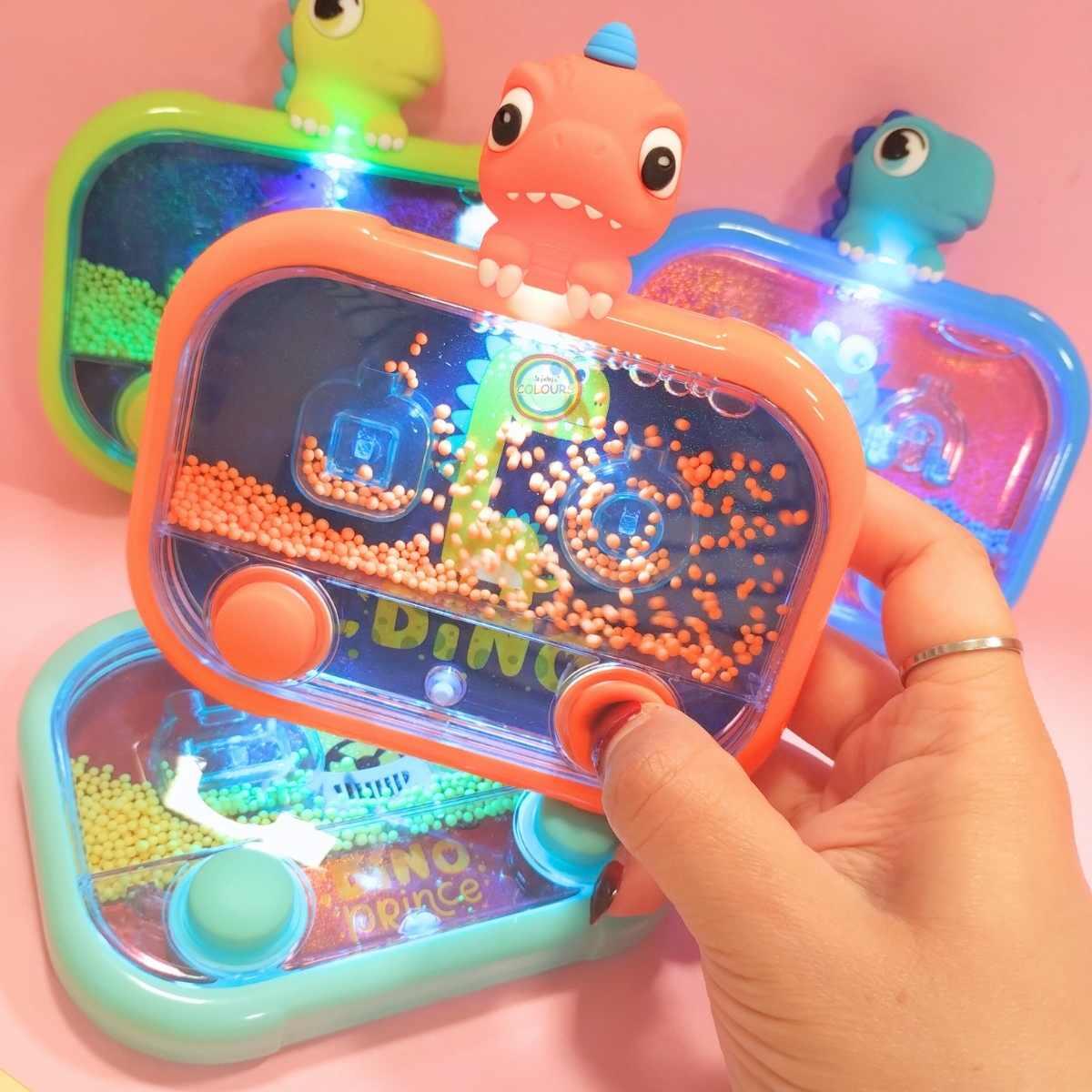 Juego de agua Dino c/mini aplique 2 botones y luz
