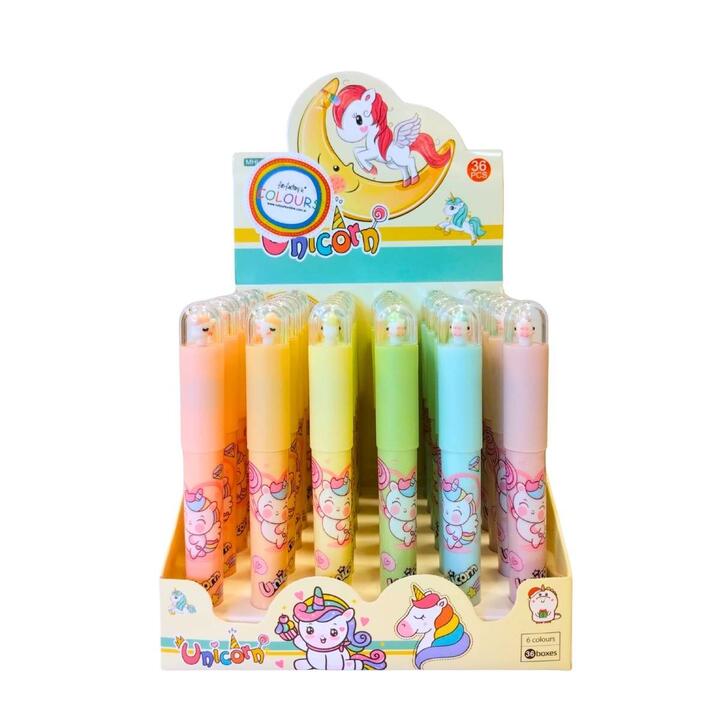 Resaltador Unicornio c/capsula mini y cuerpo estampado