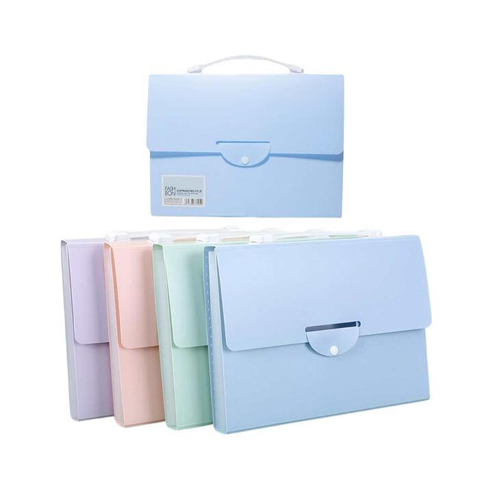 Carpeta Maletin expandible A4 c/asa y botón color pastel  - 13 divisiones
